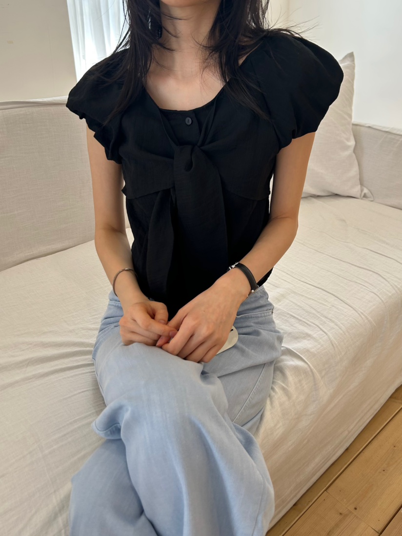 ME MO東大門實拍女士新款職業26春夏推薦襯衫蕾絲衫絲帶ME MO襯衫/蕾絲衫