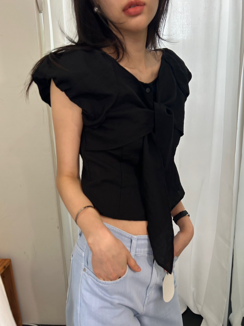 ME MO東大門實拍女士新款職業26春夏推薦襯衫蕾絲衫絲帶ME MO襯衫/蕾絲衫