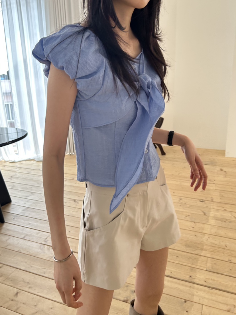 ME MO東大門實拍女士新款職業26春夏推薦襯衫蕾絲衫絲帶ME MO襯衫/蕾絲衫