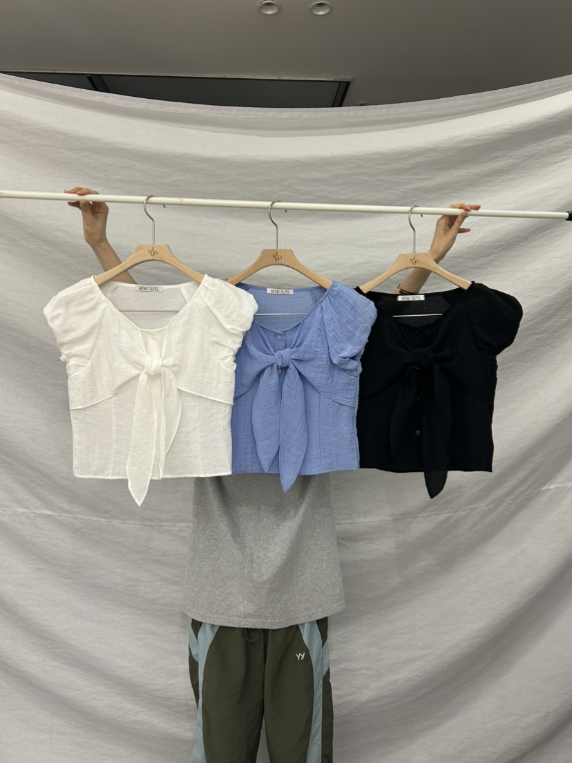 ME MO東大門實拍女士新款職業26春夏推薦襯衫蕾絲衫絲帶ME MO襯衫/蕾絲衫