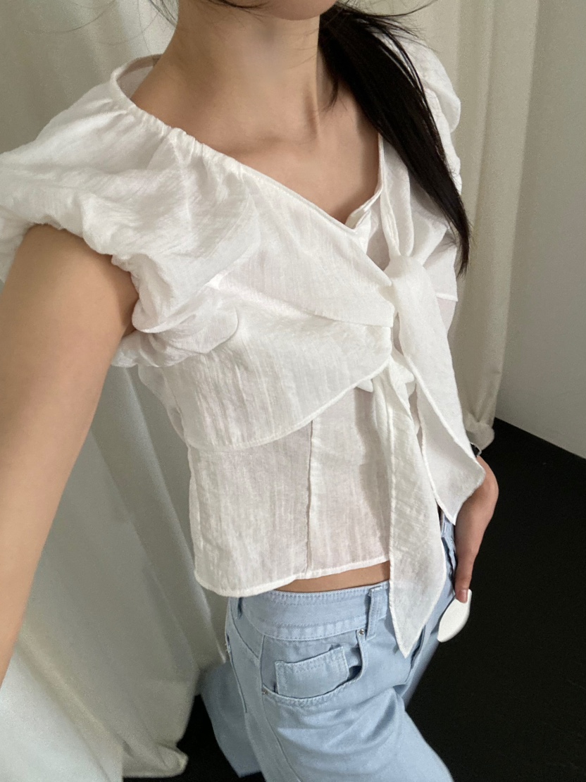 ME MO東大門實拍女士新款職業26春夏推薦襯衫蕾絲衫絲帶ME MO襯衫/蕾絲衫圖色3