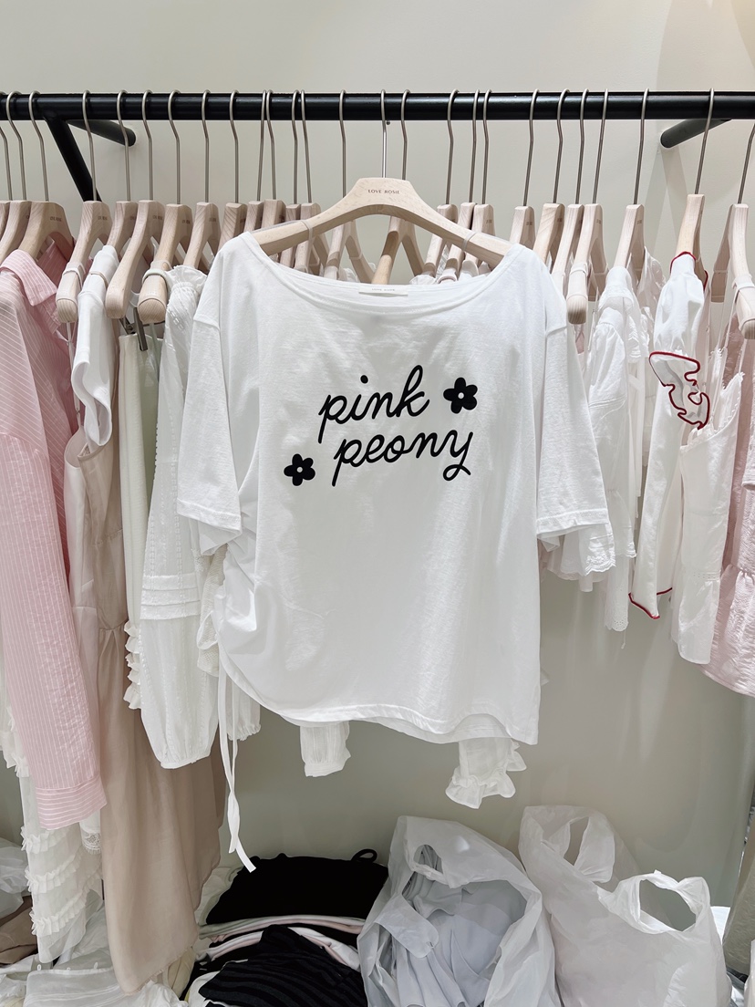 LOVE ROSIE東大門代購女士新款26春夏時尚人氣真品T恤褶皺LOVE ROSIET恤圖色1