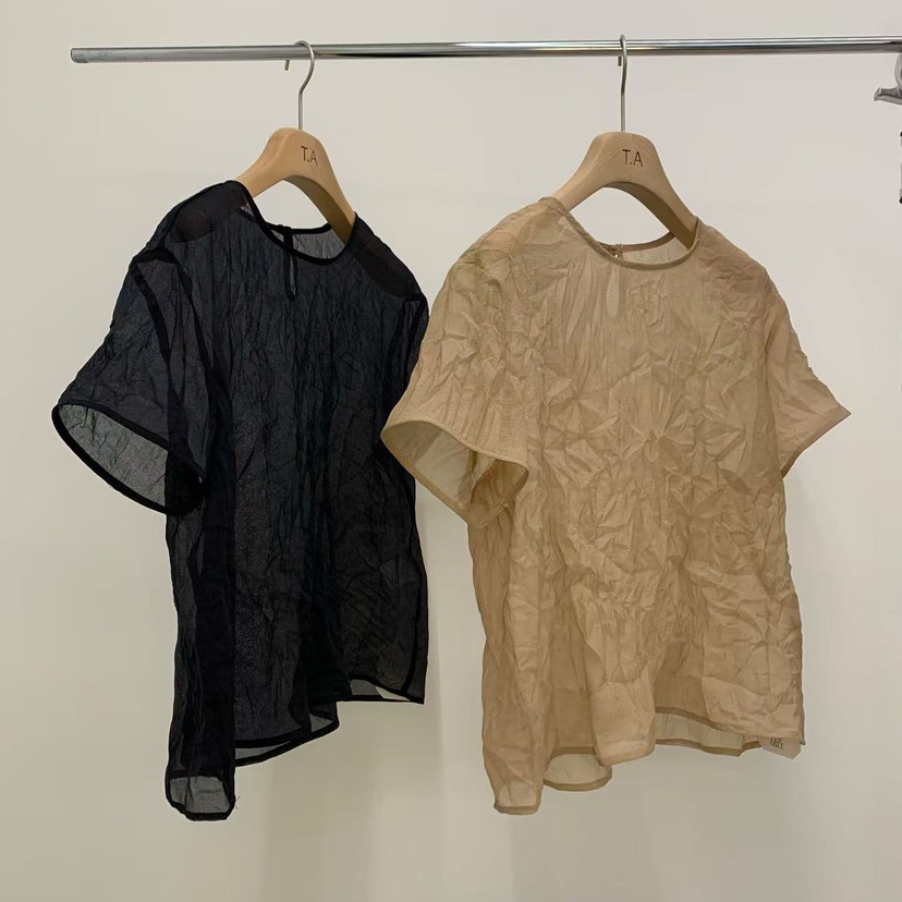 THE ABLE韓國代購女裝新款26春夏時尚真品襯衫蕾絲衫褶皺THE ABLE/TA襯衫/蕾絲衫