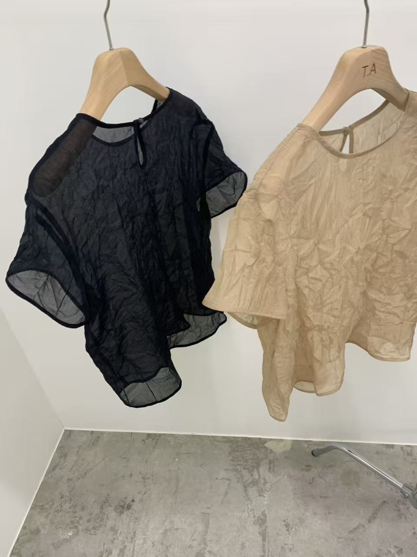 THE ABLE韓國代購女裝新款26春夏時尚真品襯衫蕾絲衫褶皺THE ABLE/TA襯衫/蕾絲衫