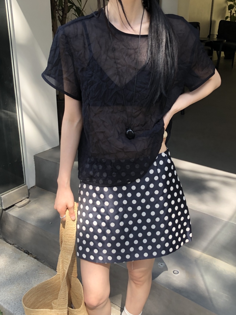 THE ABLE韓國代購女裝新款26春夏時尚真品襯衫蕾絲衫褶皺THE ABLE/TA襯衫/蕾絲衫