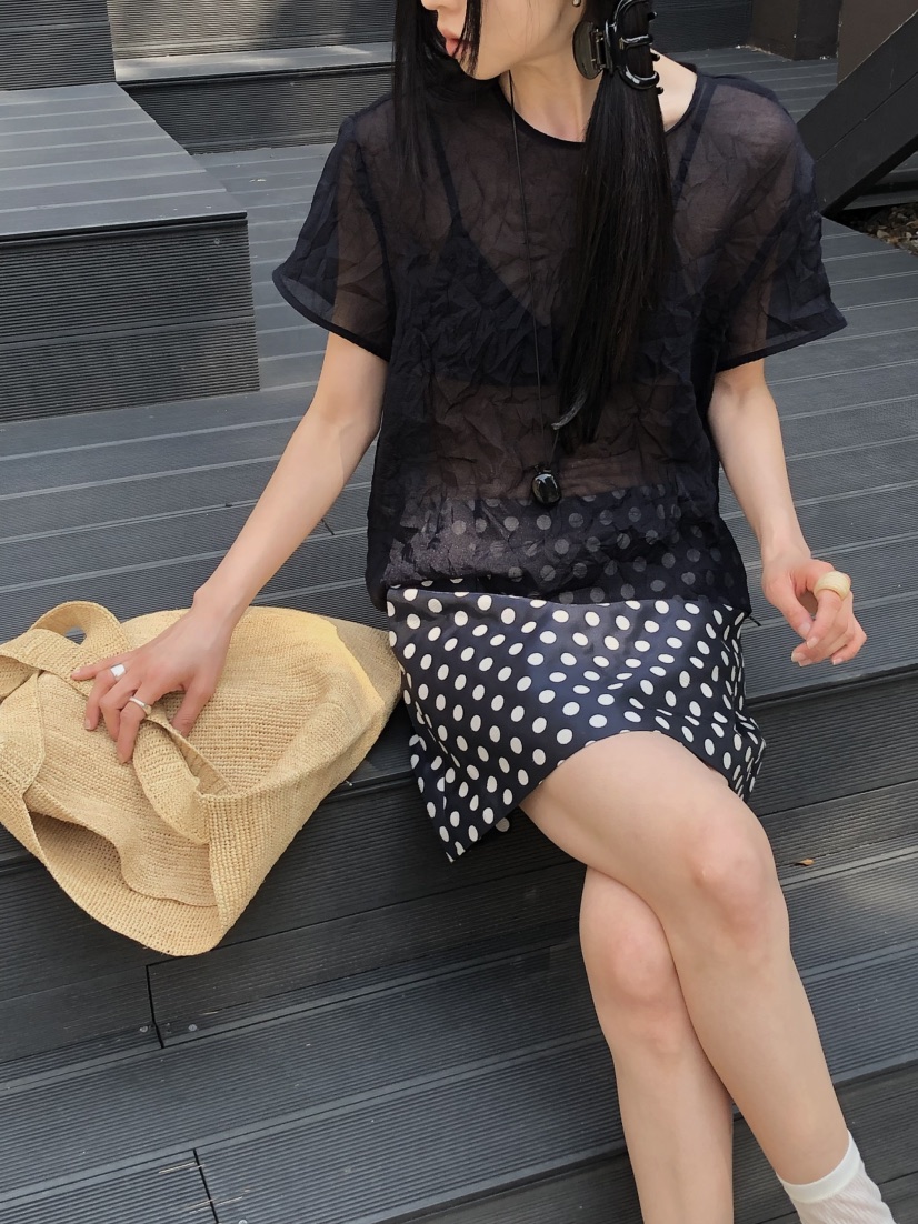 THE ABLE韓國代購女裝新款26春夏時尚真品襯衫蕾絲衫褶皺THE ABLE/TA襯衫/蕾絲衫