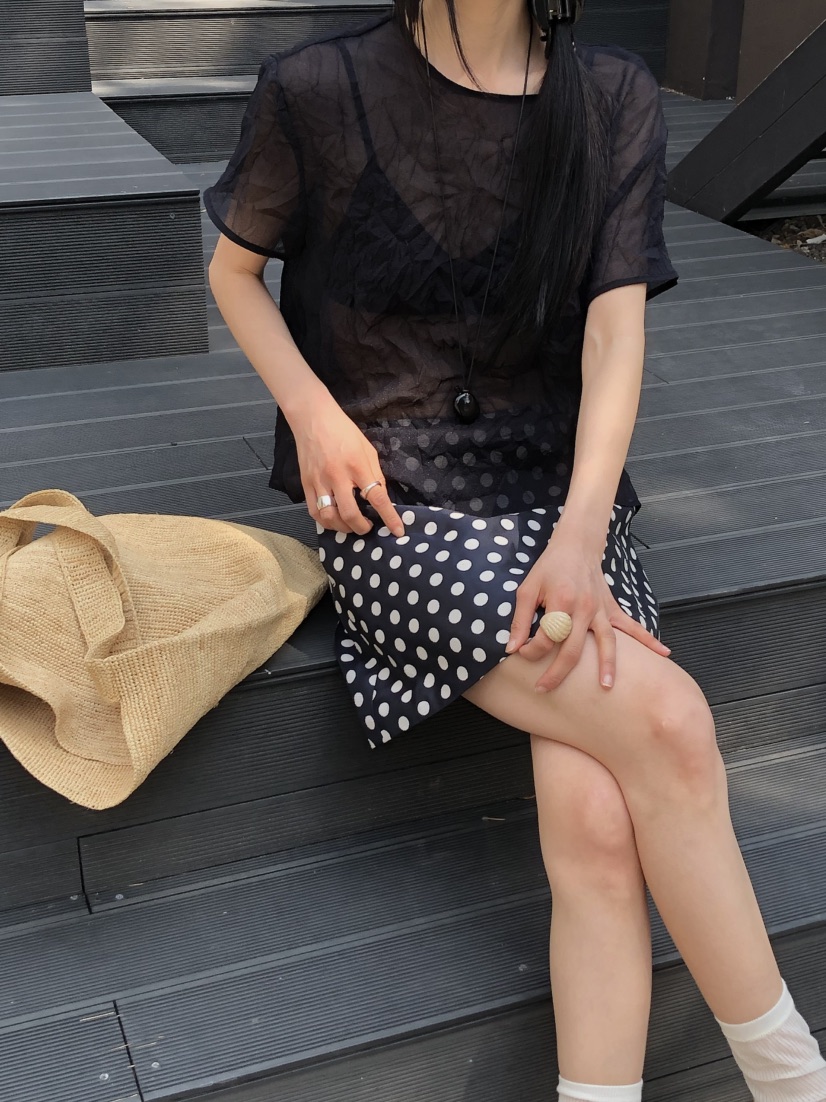 THE ABLE韓國代購女裝新款26春夏時尚真品襯衫蕾絲衫褶皺THE ABLE/TA襯衫/蕾絲衫