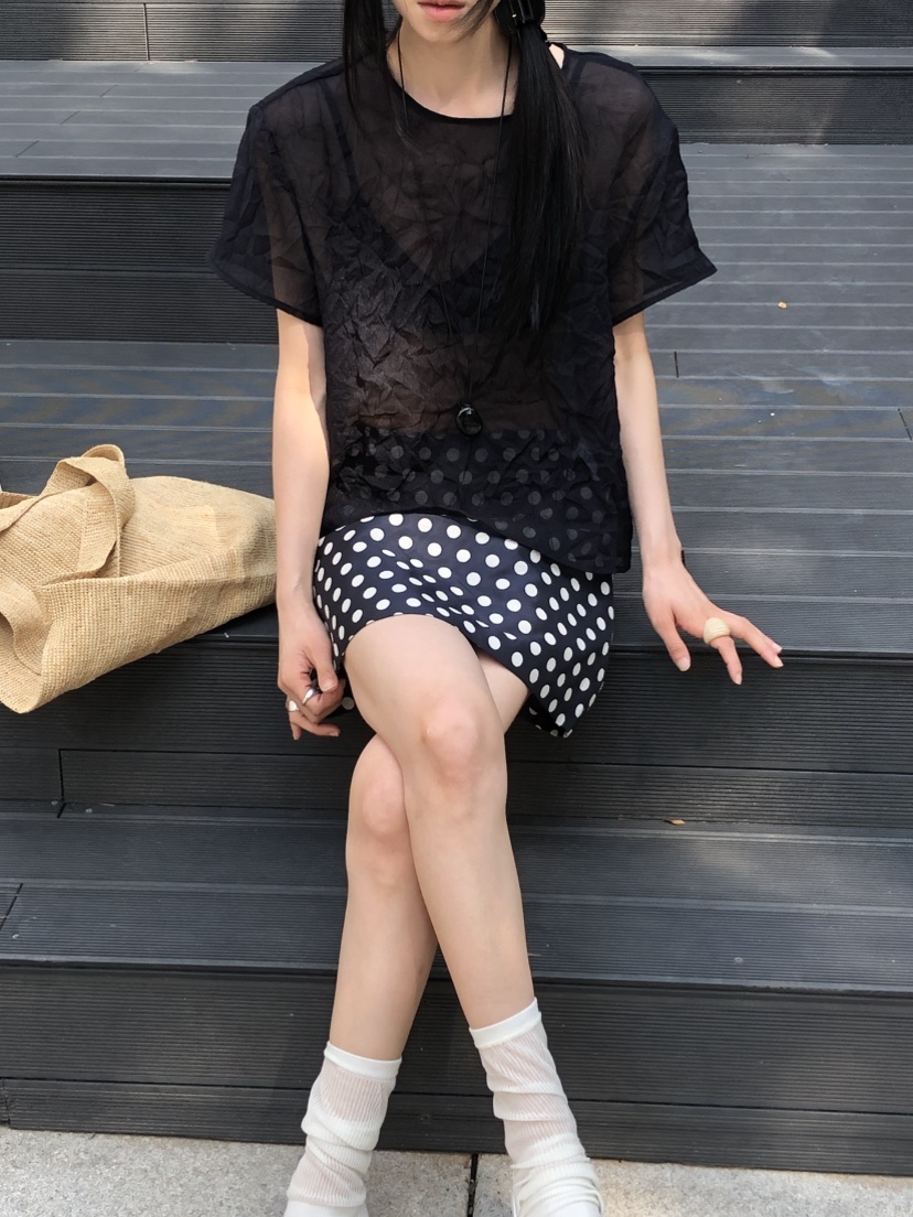 THE ABLE韓國代購女裝新款26春夏時尚真品襯衫蕾絲衫褶皺THE ABLE/TA襯衫/蕾絲衫