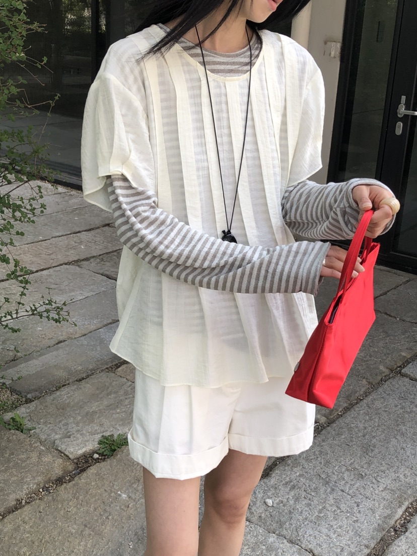 THE ABLE韓國代購女士新款26春夏真品休閑時尚襯衫蕾絲衫THE ABLE/TA襯衫/蕾絲衫