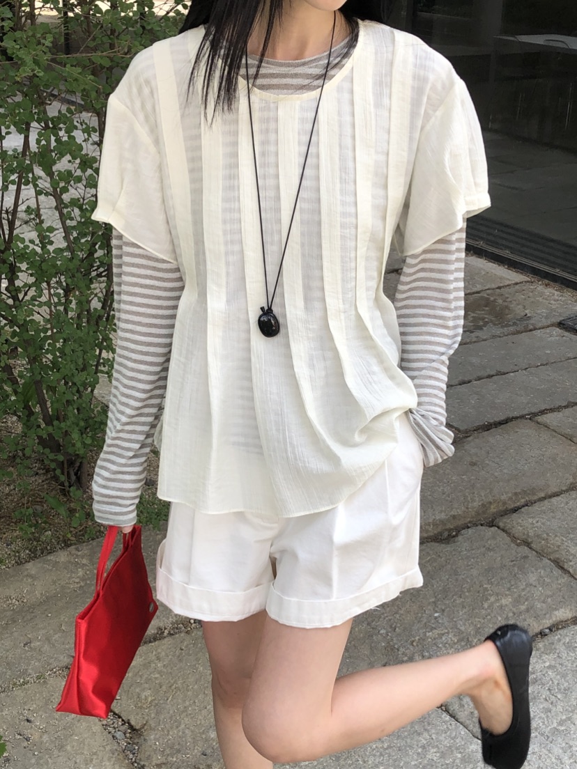 THE ABLE韓國代購女士新款26春夏真品休閑時尚襯衫蕾絲衫THE ABLE/TA襯衫/蕾絲衫