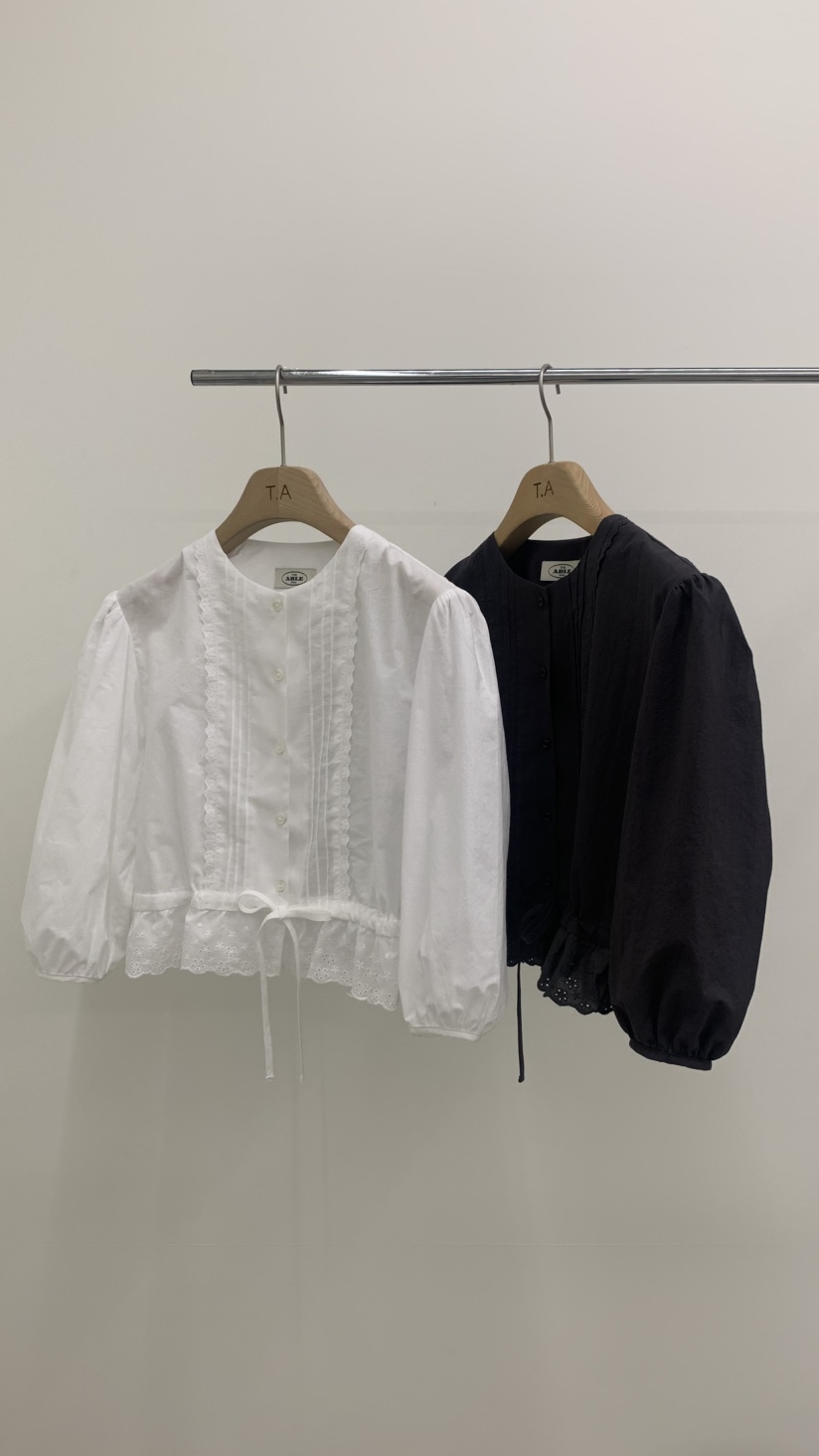 THE ABLE東大門直郵女士新品26春夏熱賣休閑襯衫蕾絲衫褶裥THE ABLE/TA襯衫/蕾絲衫