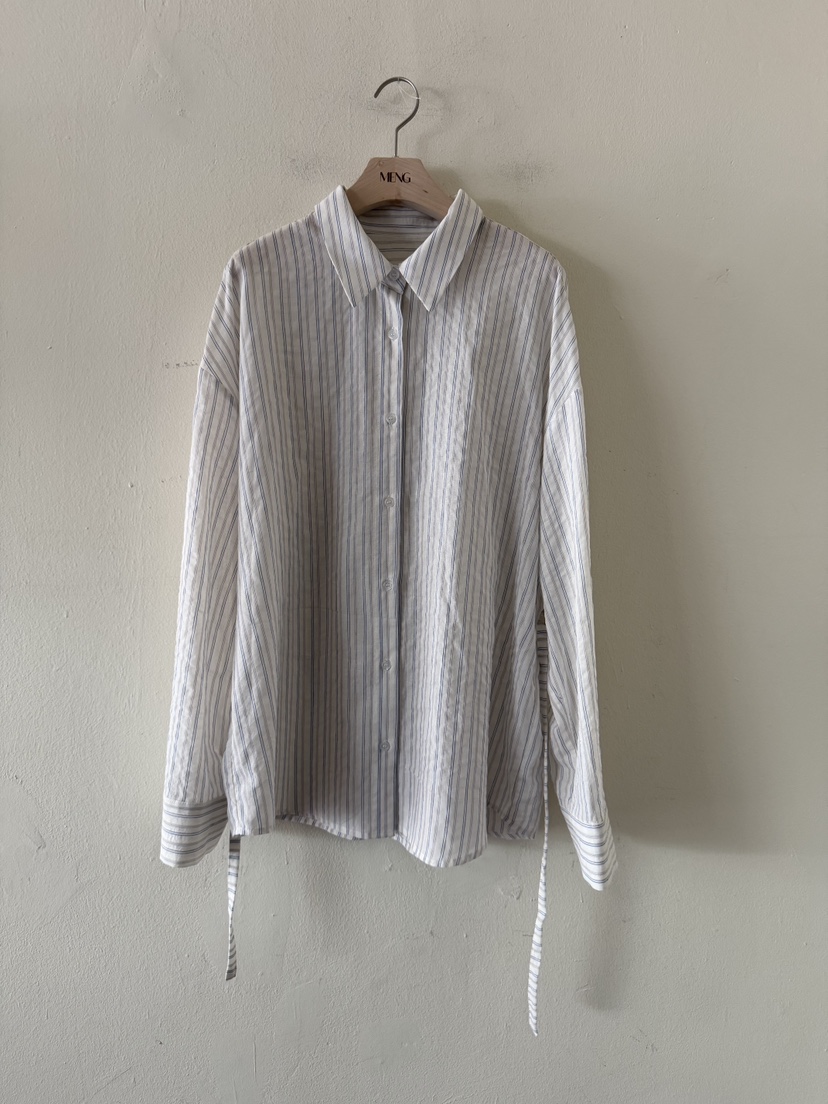 MENG韓國直郵女士新品休閑26春夏時尚推薦襯衫蕾絲衫含腰繩MENG襯衫/蕾絲衫