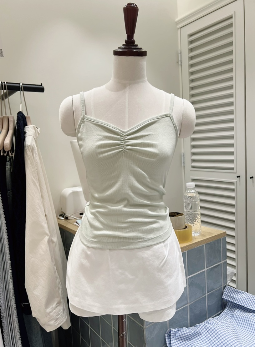 LOVE ROSIE東大門實拍女士新款人氣推薦吊帶背心褶皺羅紋LOVE ROSIE吊帶/背心圖色2