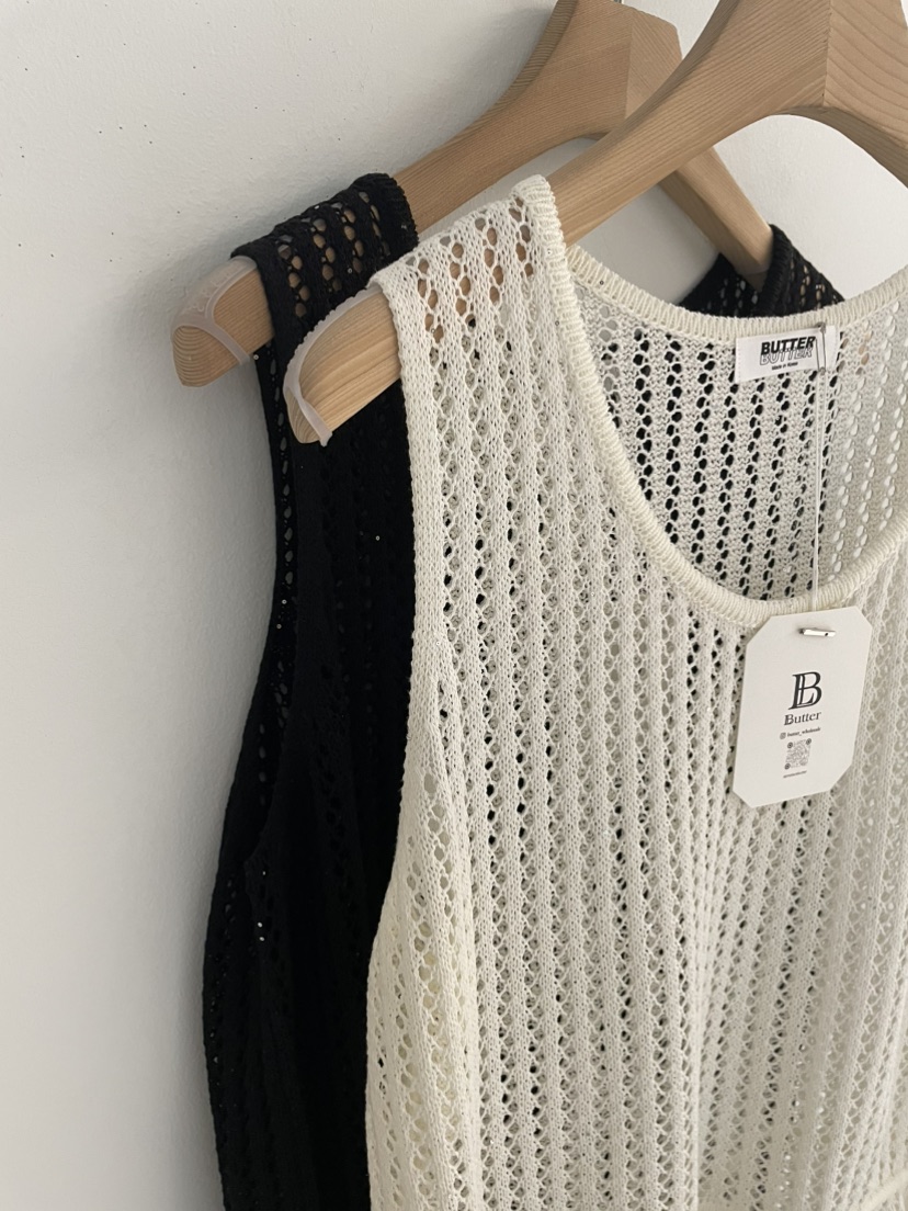 BUTTER-P韓國直郵女士新款26春夏職業真品吊帶背心網眼腰帶BUTTER-P吊帶/背心