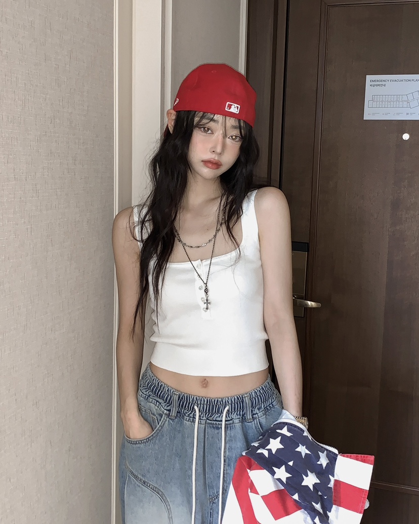 OURWAVE/OUR ROOM韓國直郵女裝新款熱賣吊帶背心無袖針織衫亞麻Our Wave/Our Room吊帶/背心