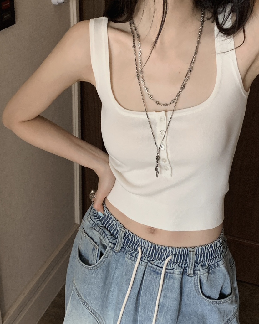 OURWAVE/OUR ROOM韓國直郵女裝新款熱賣吊帶背心無袖針織衫亞麻Our Wave/Our Room吊帶/背心