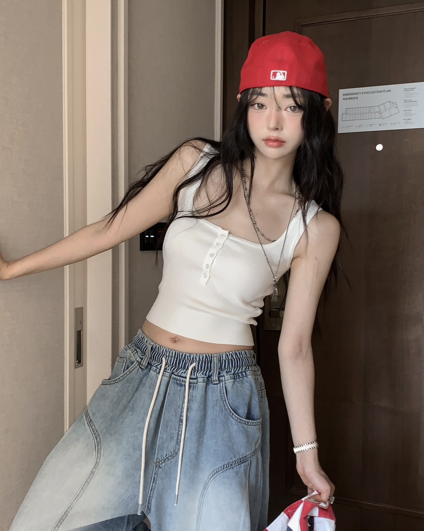 OURWAVE/OUR ROOM韓國直郵女裝新款熱賣吊帶背心無袖針織衫亞麻Our Wave/Our Room吊帶/背心