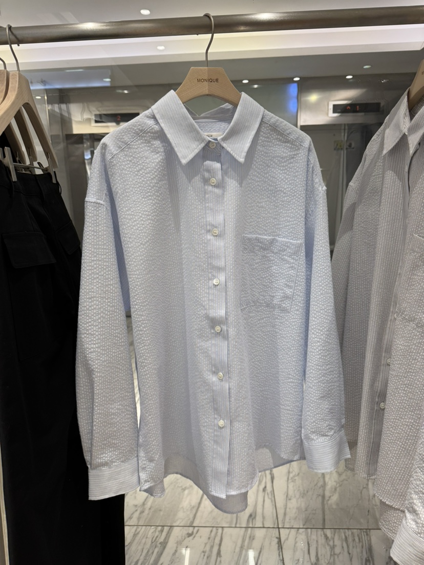 MONIQUE韓國代購女裝新品熱賣時尚休閑襯衫蕾絲衫透明條紋MONIQUE襯衫/蕾絲衫圖色1