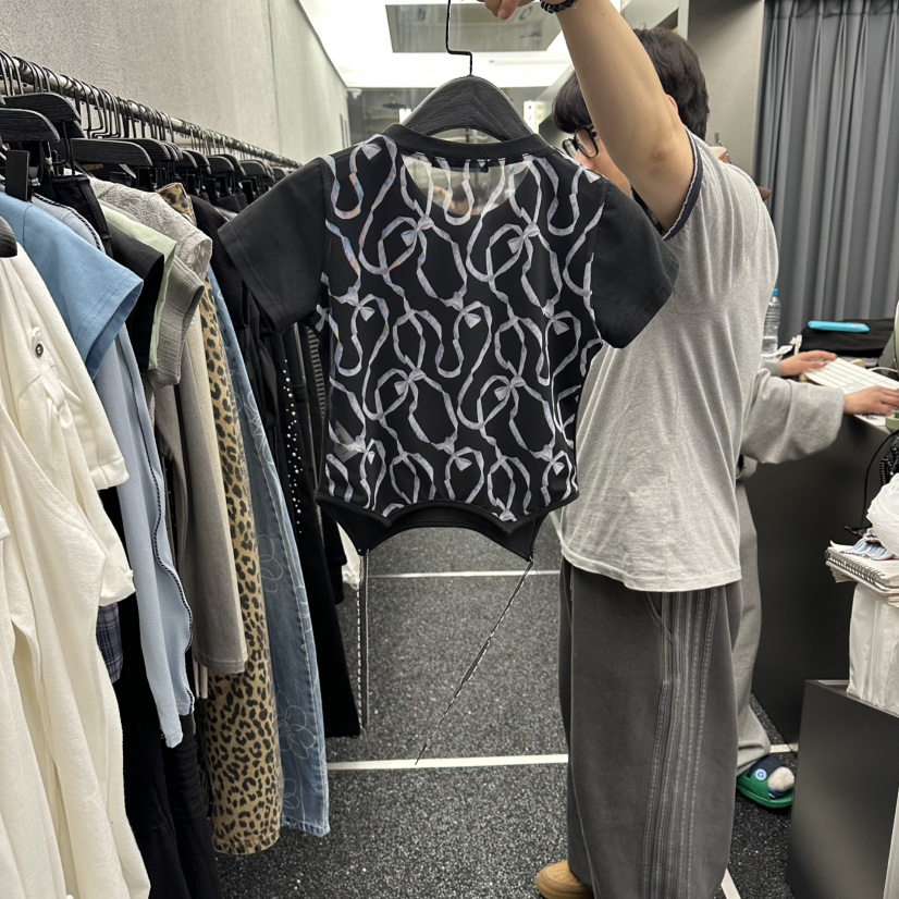 NUEUN東大門直郵女裝新品推薦休閑職業時尚真品T恤網眼緞NUEUN/SEEOTT恤