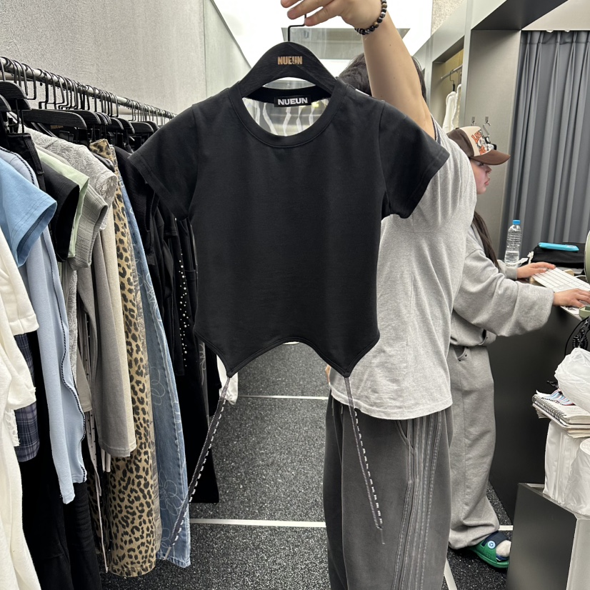 NUEUN東大門直郵女裝新品推薦休閑職業時尚真品T恤網眼緞NUEUN/SEEOTT恤圖色3