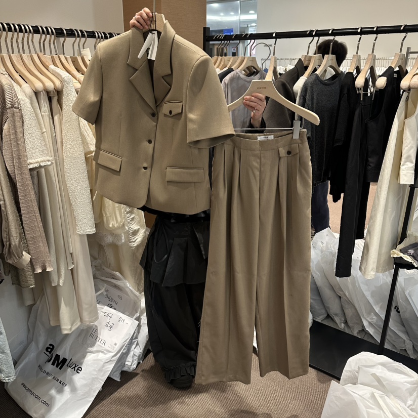 LE BUTTER東大門直郵女裝新品時尚推薦休閑褲羊毛口袋亞麻LE BUTTER休閑褲