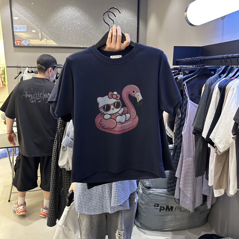 CREDITO東大門直郵女裝新款真品職業人氣熱賣休閑26春夏T恤CREDITOT恤圖色2深藍色