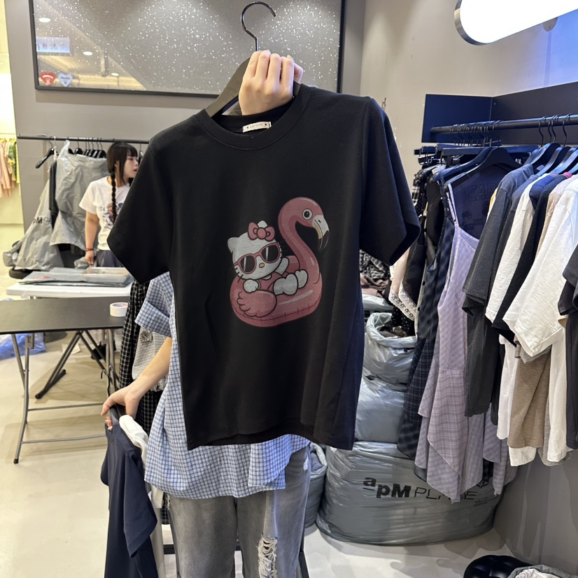 CREDITO東大門直郵女裝新款真品職業人氣熱賣休閑26春夏T恤CREDITOT恤圖色3黑色