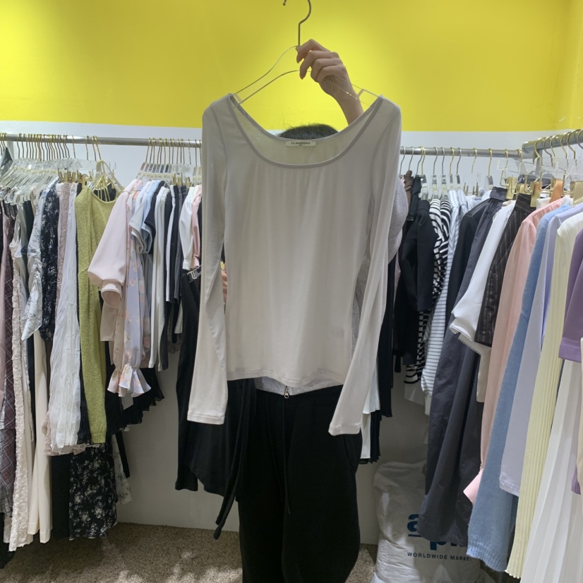 LE MASTERPLACE韓國直郵女士新款26春夏長袖T恤天絲圓領Le masterpiece長袖T恤圖色3