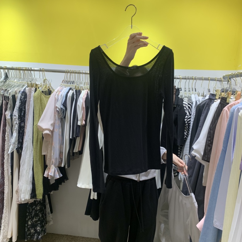 LE MASTERPLACE韓國直郵女士新款26春夏長袖T恤天絲圓領Le masterpiece長袖T恤圖色4