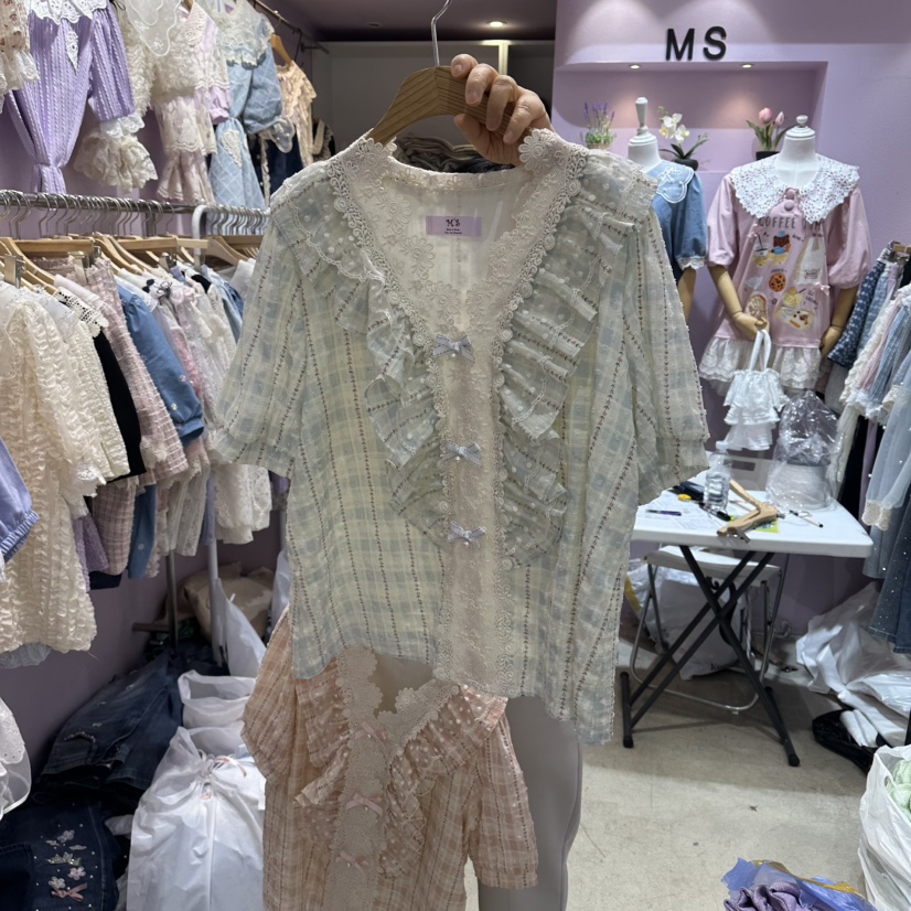 MS韓國直郵女裝新款職業26夏季人氣時尚休閑推薦襯衫蕾絲衫MS襯衫/蕾絲衫圖色2