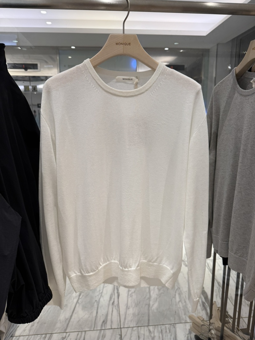 MONIQUE韓國代購女裝新款時尚26春夏人氣推薦針織衫亞麻圓領MONIQUE針織衫圖色1