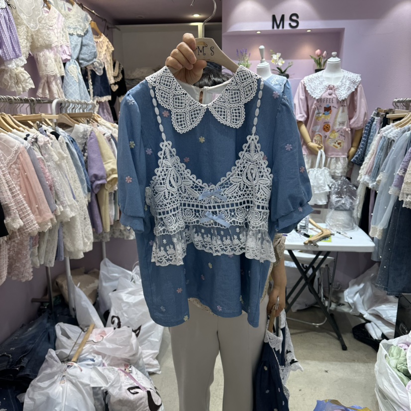 MS東大門代購女裝新品熱賣時尚推薦人氣26春夏襯衫蕾絲衫MS襯衫/蕾絲衫圖色1