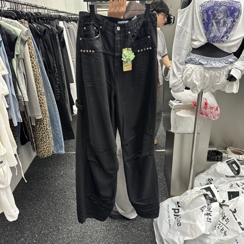 NUEUN東大門直郵女士新品時尚人氣真品職業牛仔褲天絲涂層NUEUN/SEEOT牛仔褲圖色1