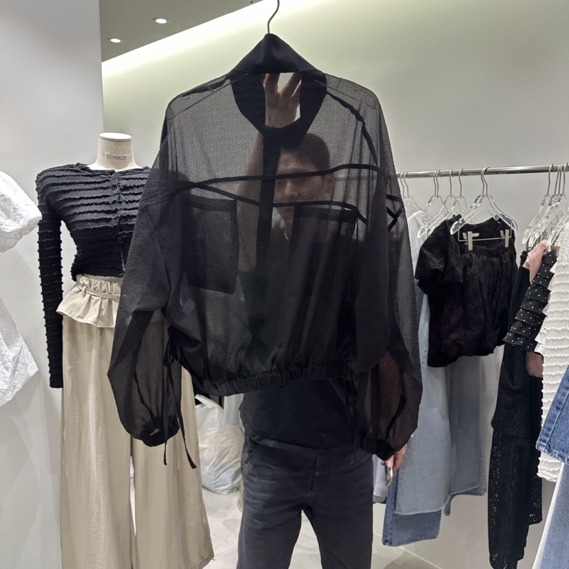 BAIE.38韓國代購女裝新品職業時尚熱賣襯衫蕾絲衫口袋透明BAIE.38襯衫/蕾絲衫