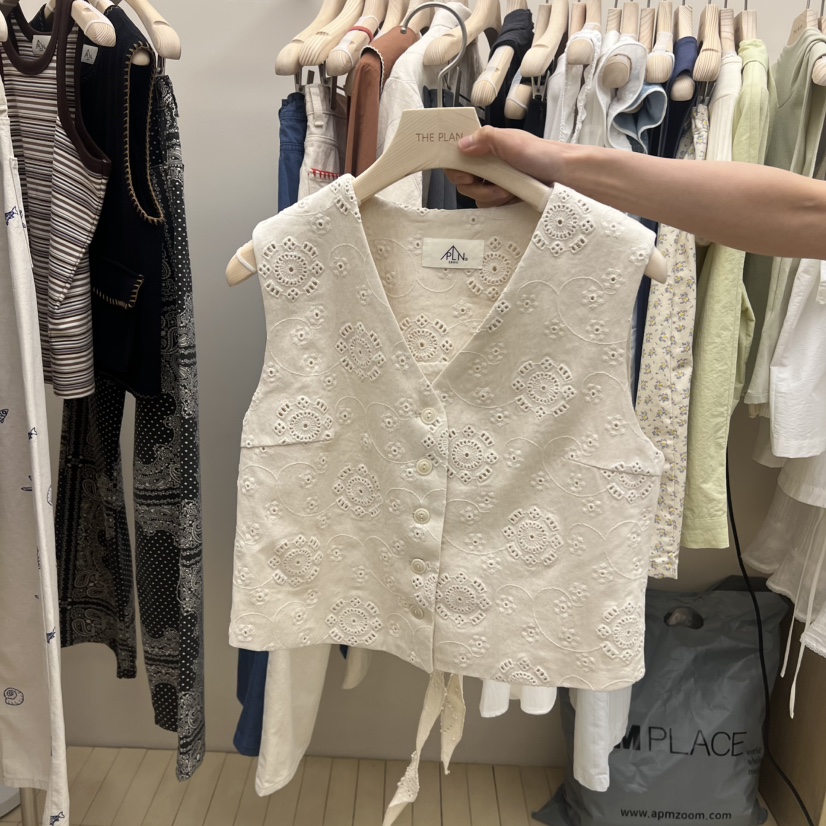 THEPLAN韓國直郵實拍女裝新品休閑人氣熱賣推薦時尚馬甲刺繡THE PLAN馬甲圖色2