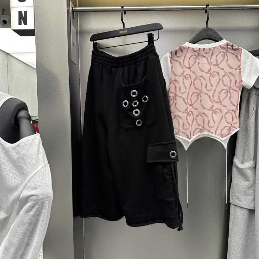 NUEUN東大門實拍韓國女士新品休閑熱賣推薦休閑褲工裝鏤空NUEUN/SEEOT休閑褲