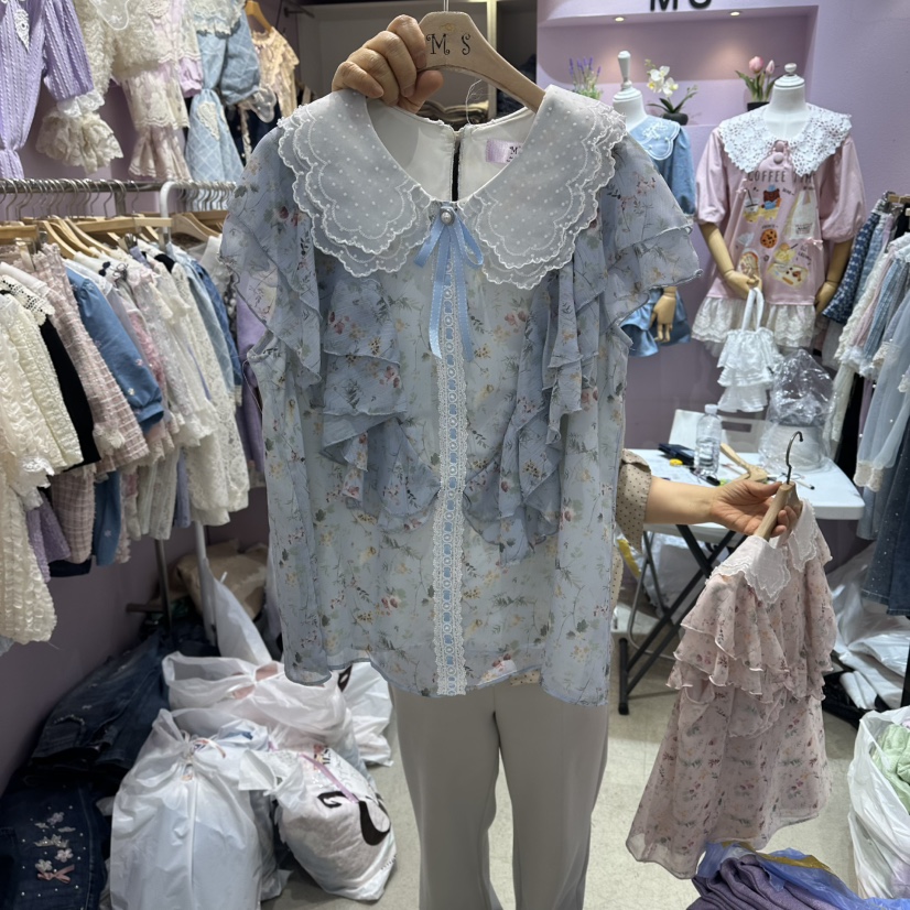 MS韓國代購女裝新品時尚推薦26春夏休閑熱賣真品襯衫蕾絲衫MS襯衫/蕾絲衫圖色1
