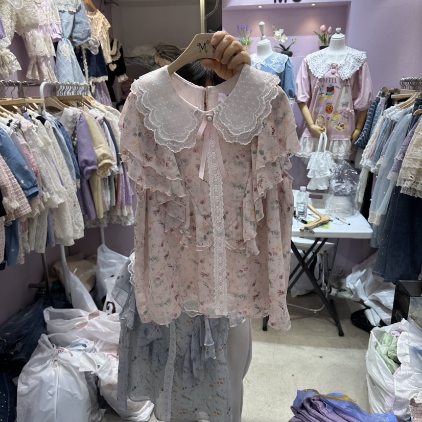 MS韓國代購女裝新品時尚推薦26春夏休閑熱賣真品襯衫蕾絲衫MS襯衫/蕾絲衫圖色2