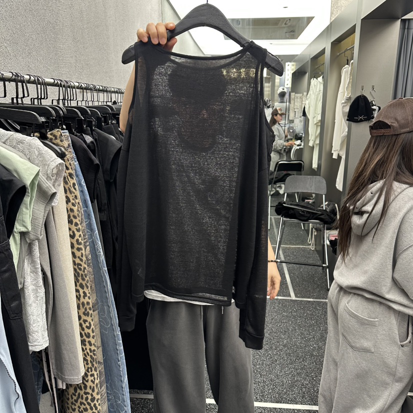 NUEUN東大門直郵女裝新品26春夏推薦人氣長袖T恤露肩亞麻NUEUN/SEEOT長袖T恤