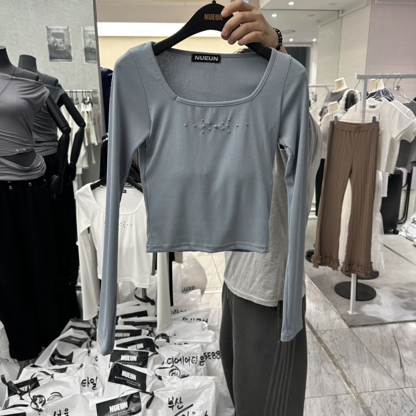 NUEUN韓國直郵女裝新款熱賣時尚職業休閑人氣推薦長袖T恤NUEUN/SEEOT長袖T恤圖色2