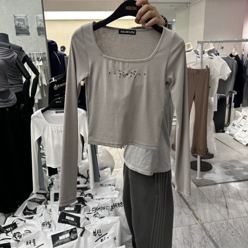 NUEUN韓國直郵女裝新款熱賣時尚職業休閑人氣推薦長袖T恤NUEUN/SEEOT長袖T恤圖色3