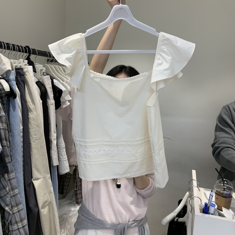 JINSIM韓國直郵實拍女士新品人氣職業休閑襯衫蕾絲衫荷葉邊JINSIM襯衫/蕾絲衫