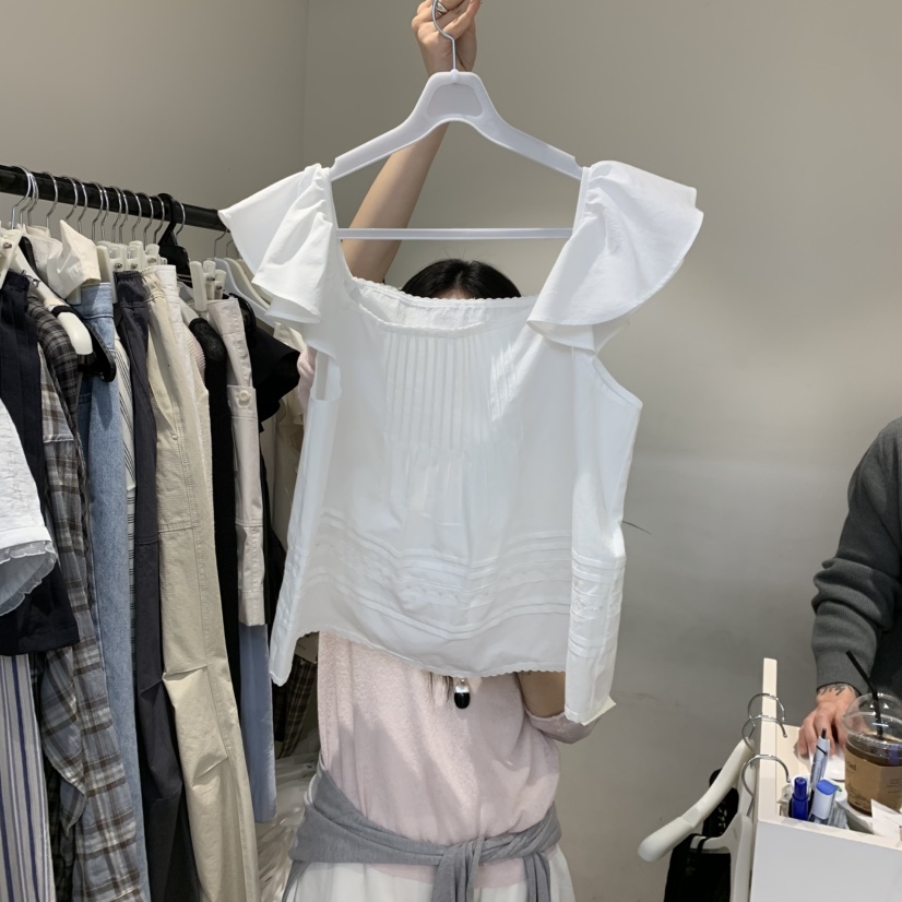 JINSIM韓國直郵實拍女士新品人氣職業休閑襯衫蕾絲衫荷葉邊JINSIM襯衫/蕾絲衫