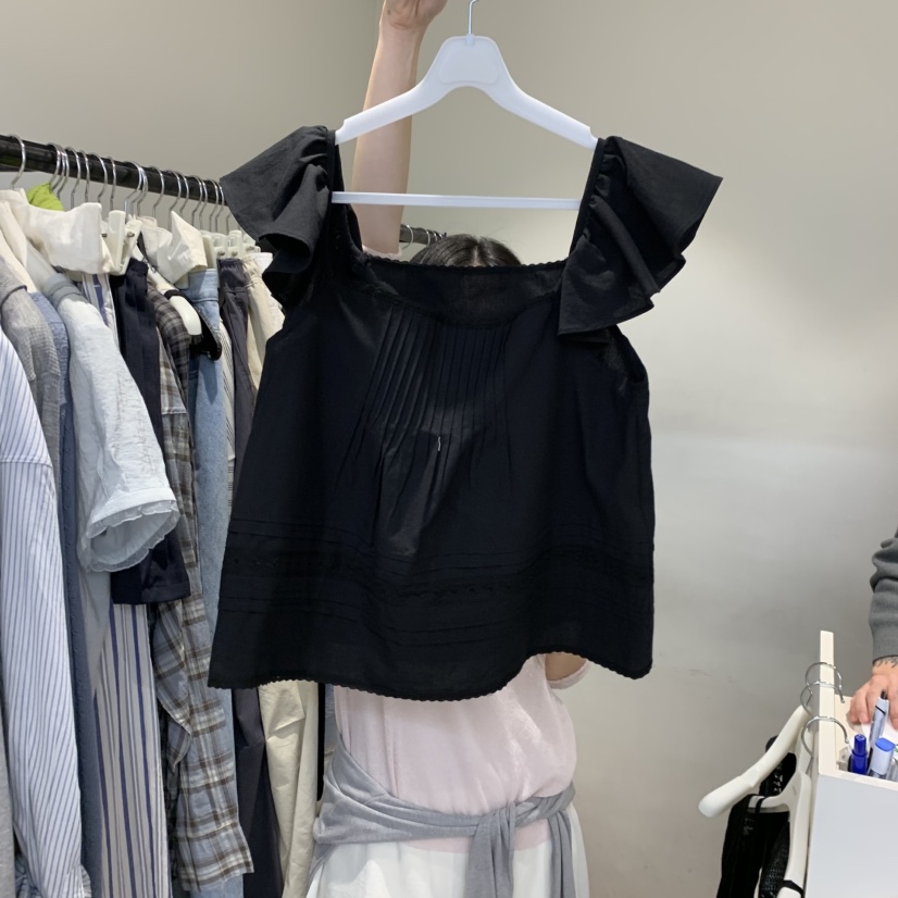 JINSIM韓國直郵實拍女士新品人氣職業休閑襯衫蕾絲衫荷葉邊JINSIM襯衫/蕾絲衫圖色1