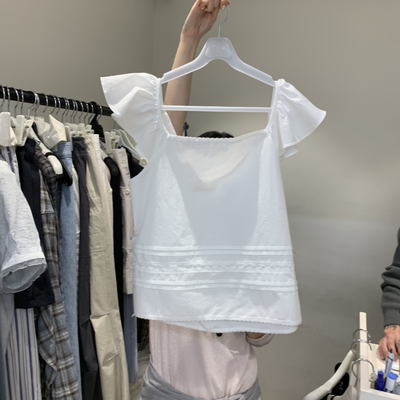 JINSIM韓國直郵實拍女士新品人氣職業休閑襯衫蕾絲衫荷葉邊JINSIM襯衫/蕾絲衫圖色2