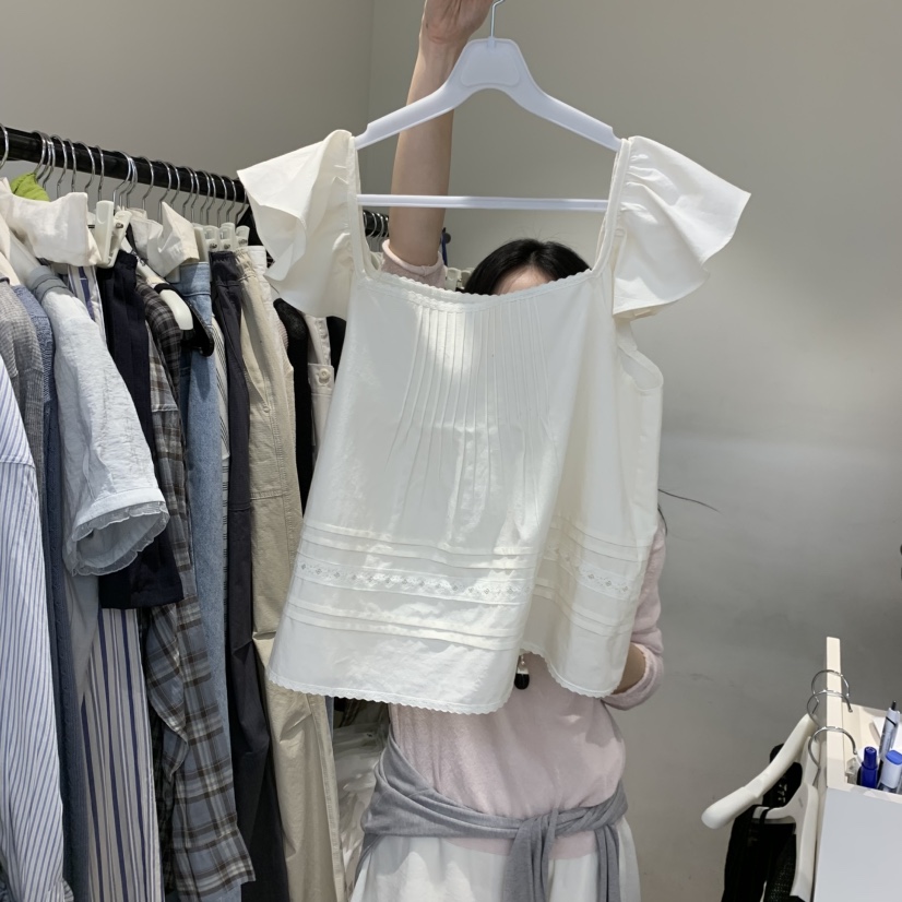 JINSIM韓國直郵實拍女士新品人氣職業休閑襯衫蕾絲衫荷葉邊JINSIM襯衫/蕾絲衫圖色3