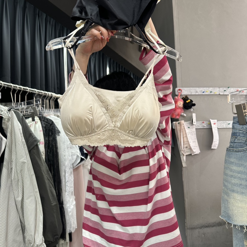 MOMAZU韓國代購女士新款人氣推薦熱賣26春夏內衣文胸蕾絲緞面MOMAZU內衣/文胸圖色3米色