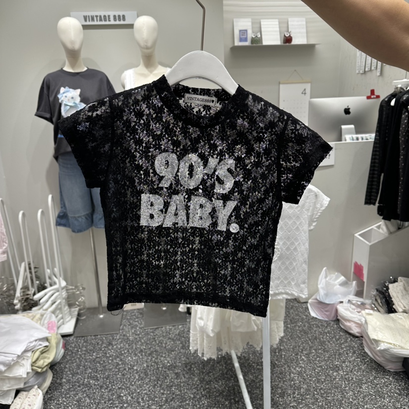 VINTAGE 888東大門實拍韓國女士新品時尚熱賣人氣T恤蕾絲VINTAGE888/TRIPLE EIGHTT恤圖色2