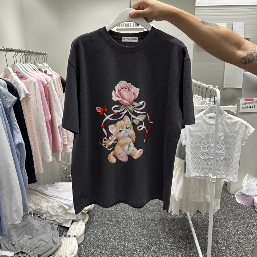 VINTAGE 888韓國直郵女士新款職業人氣休閑熱賣時尚26春夏T恤VINTAGE888/TRIPLE EIGHTT恤圖色2