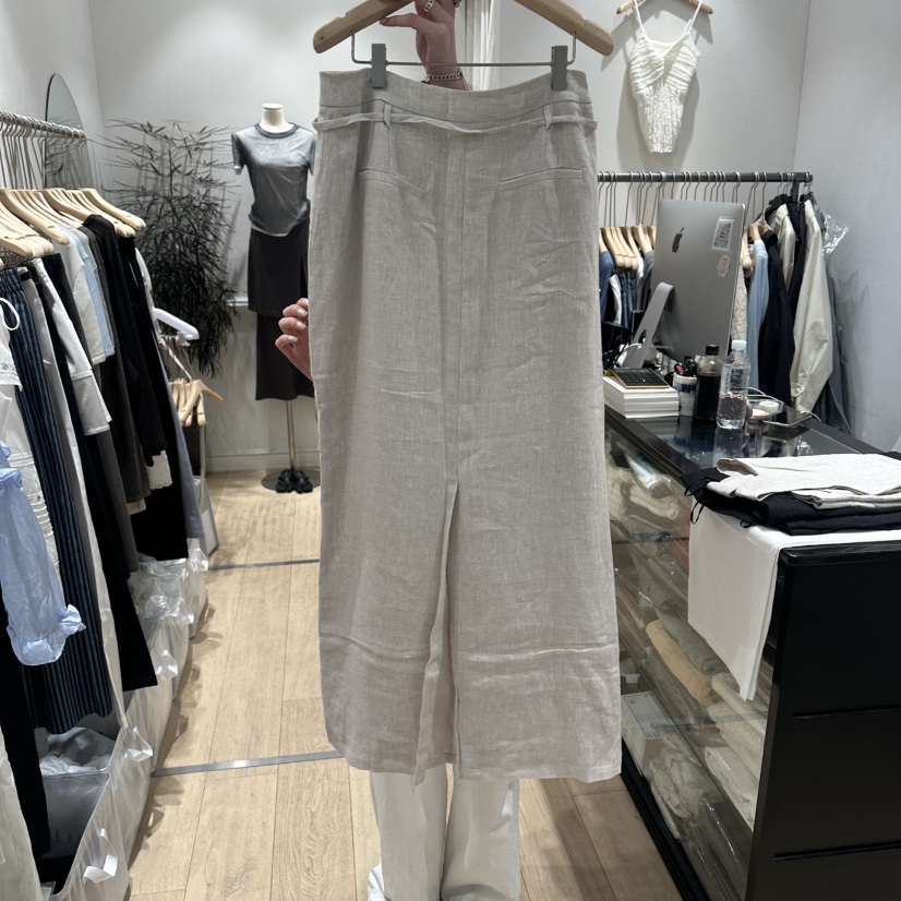 DDAY韓國東大門代購女裝新款推薦休閑熱賣長裙含腰繩亞麻布DDAY長裙